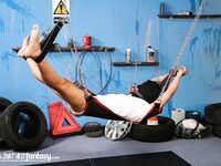 Big-assed twink Enzo Lopez gets a thorough anal pounding in bondage