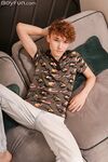 Adorable curly-haired gay Adam Keller shows his skinny body and masturbates
