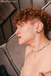 Adorable curly-haired gay Adam Keller shows his skinny body and masturbates
