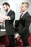 Muscular gay coeds Jessy Ares and Landon Conrad fuck hard in the office