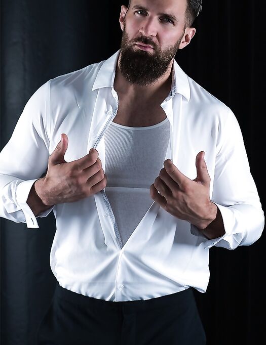 Muscular gay shows off his athletic naked body and his big dick