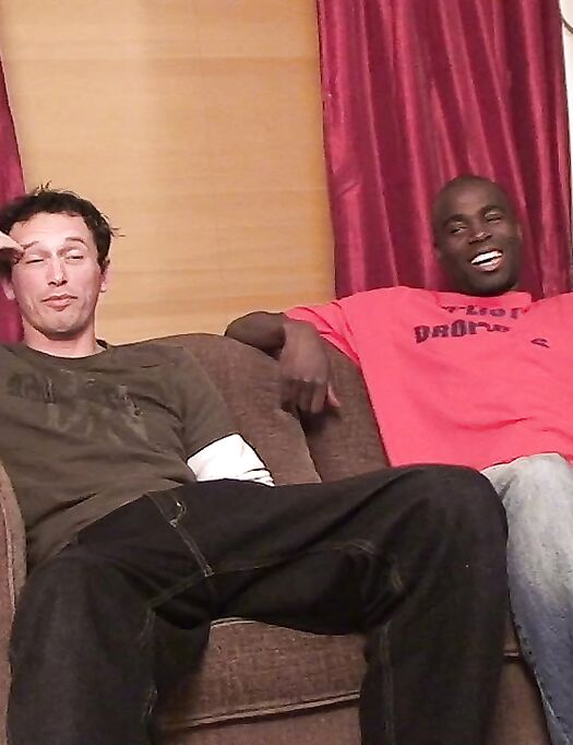 Caucasian gay nympho blowing and humping John Bridge's huge black dick