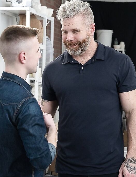 Twink Serg getting spit roasted by Dr Wolf & Mr Marko in a gay threesome