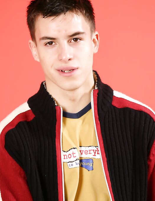 Handsome caucasian boy David 4 strokes his uncut cock to a full erection